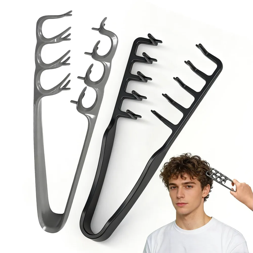 2PCS Texture Comb, 2-in-1 New Texture Comb Set, Voluminous Wide-Toothed Hair Comb  Barber Wide Fine-Toothed Dual-Purpose Set