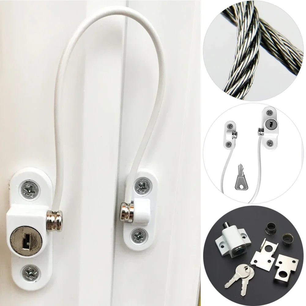 Window Security Chain Lock Sliding Security Limiter Lock Stop Door Restrictor Child Safety Locks Home Hardware White