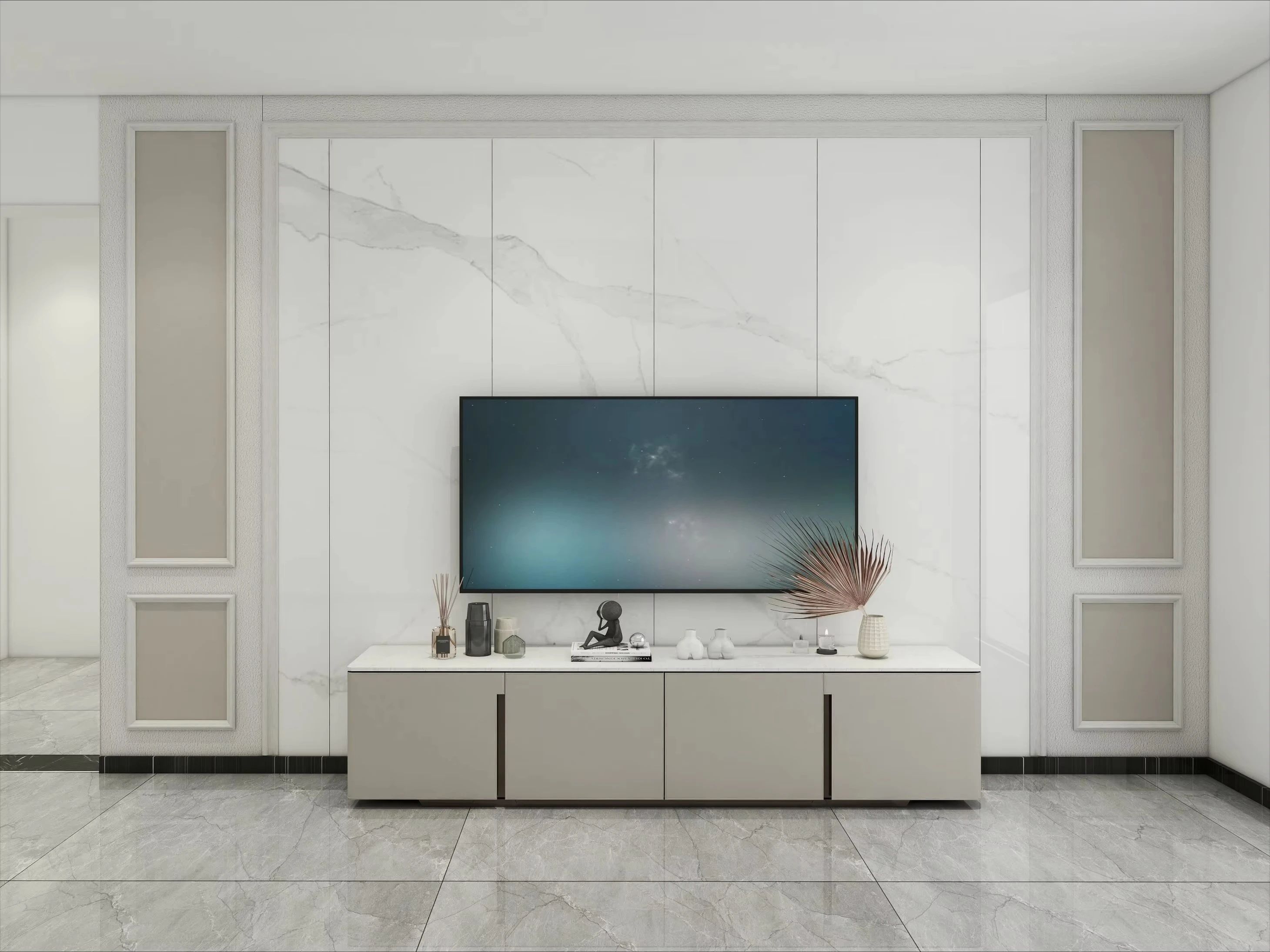 Minimalist European Design WPC Decorative Wall Panel Marble Texture TV Backdrop Wall Panel Living Room TV Backdrop