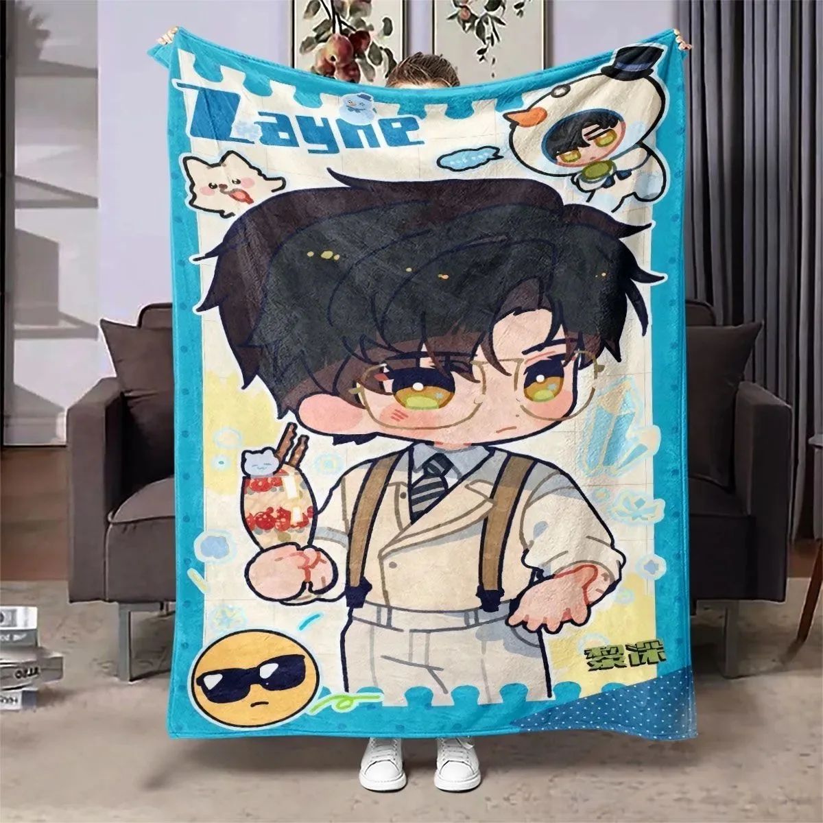 사랑과 깊은 공간 Caleb Sylus Rafayel Xavier Zayne 코스프레 애니메이션 플란넬 편안한 낮잠 담요 레저 담요