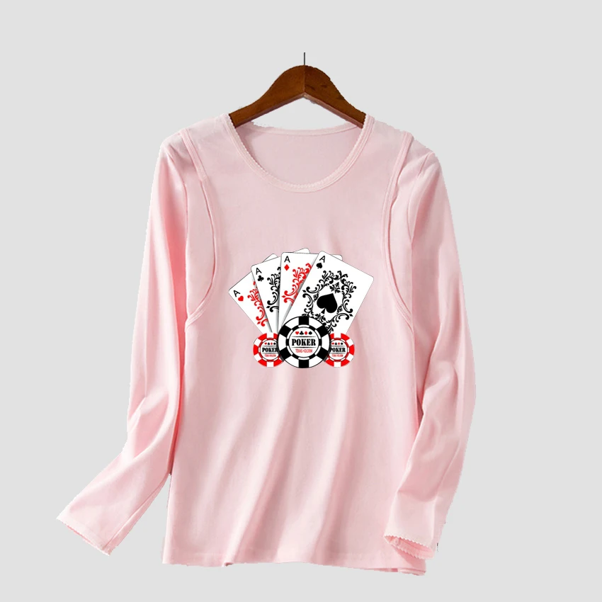 A Poker Animal Maternity T-shirts Nursing Breastfeeding Long Sleeve Pregnant Tees Women Pregnancy Tops Add Your Design