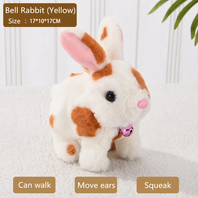 Pluszowa zabawka króliczek elektryczna urocza zwierzątko wypchane lalki puszka do biegania potrząsania uszami dla dzieci prezent urodzinowy na Boże Narodzenie