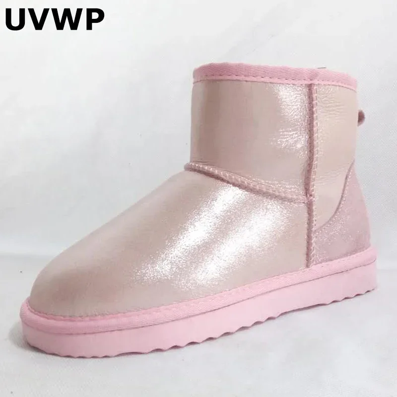 Classic Women Boots Top Quality 100% Genuine Sheepskin Leather Snow Boots Natural Fur Warm Wool Winter Boots Ankle Shoes