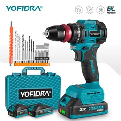 YOFIDRA 2 in1 Brushless Electric Screwdriver Hammer Cordless Drill Impact Multifunctional Power Tool For Makita 21V Battery Pin