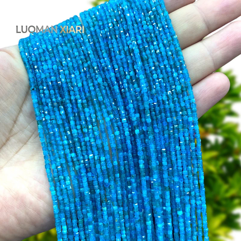 2x2mm Faceted Square Natural Stone AAA Apatite Loose Spacer Beads for Jewelry Making Diy Earrings Bracelets Charms Accessories