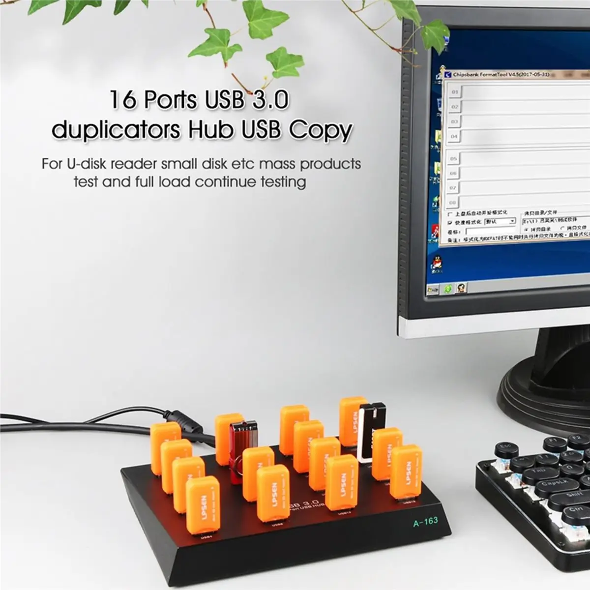 【~ New A88T】A-163 25W Powered Super Data Speed 5Gbps 16 Ports USB3.0 Duplicator Hub USB Flash Driver Copier EU PLUG