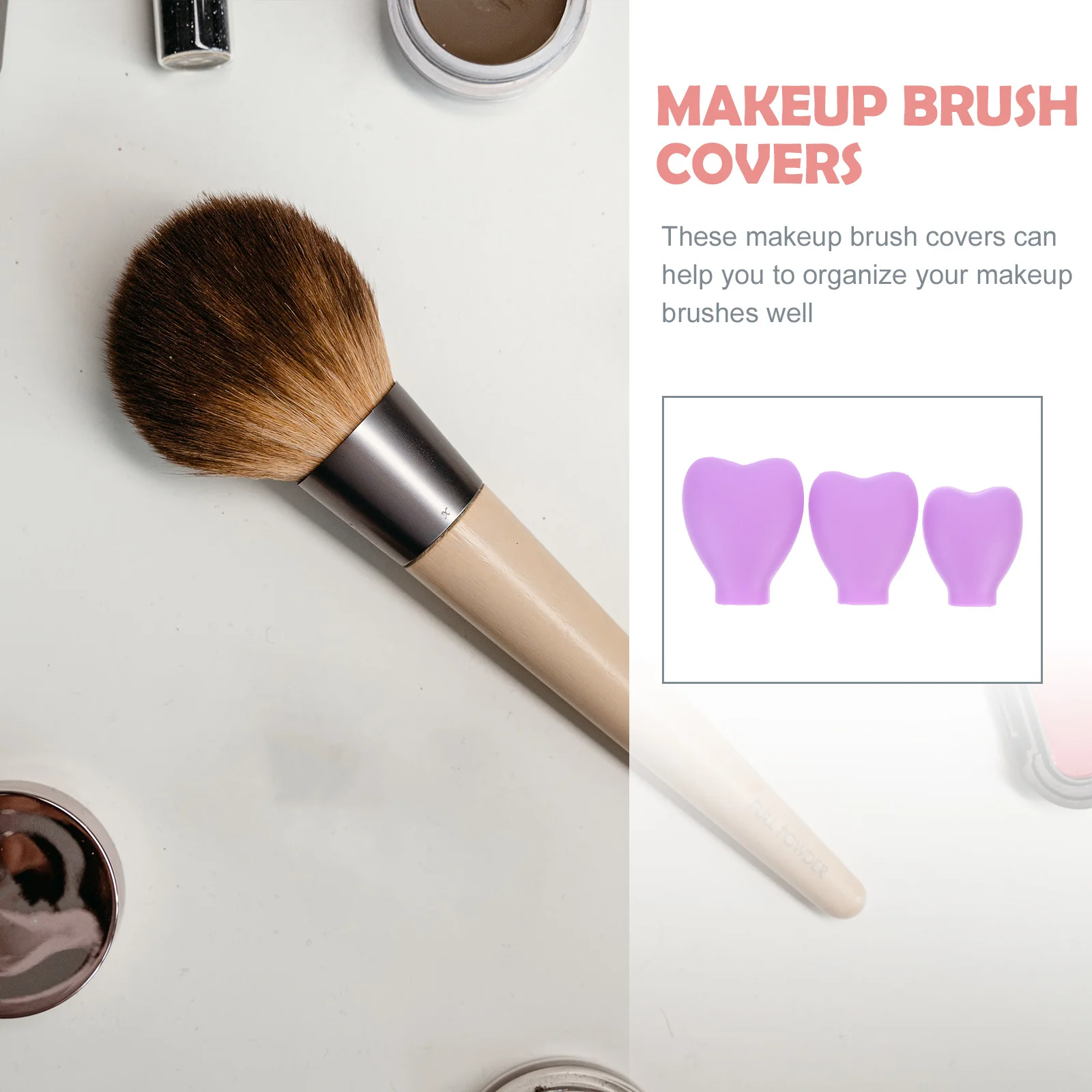 

3Pcs Makeup Brush Lids Silicone Cover Set for Hygiene Protection Portable Storage for Facial Brushes Makeup Brush Covers