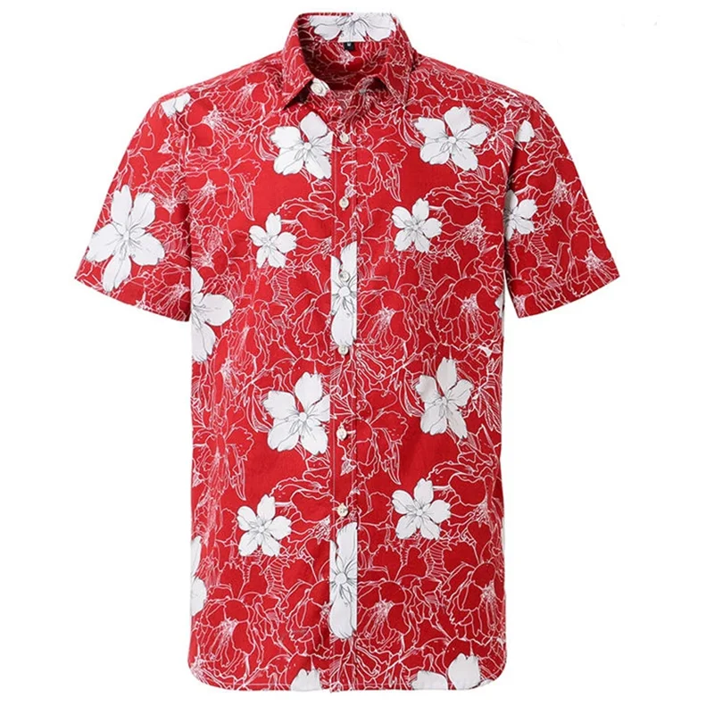 Hawaii Shirt Tropic Plant Floral Shirts Men Vacation Blouse Flower Lapel Baggy Shirt Women Holiday Party Fashion Casual Top Tee