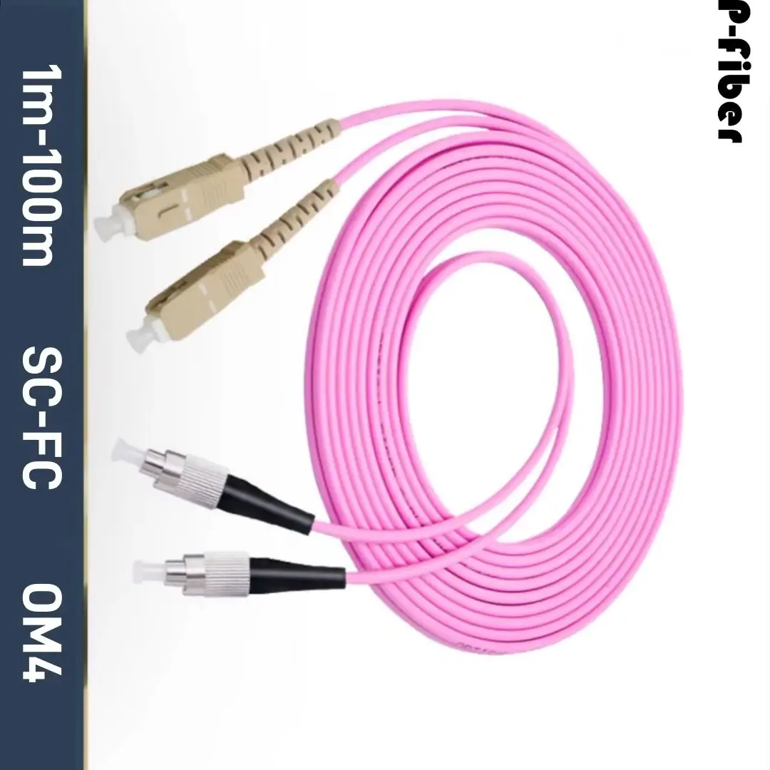 

Оптоволоконный патчкорд OM4 SC-FC дуплексный 1-100 м 10-гигабитный многомодовый DX двухъядерный оптический удлинительный кабель MM sc-lc FTTH перемычка P-FIBER