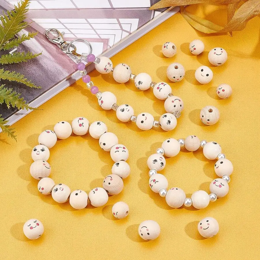 20mm Wooden Beads Head Beads Spacer Beads Wooden Loose Bead for DIY Bracelet Necklace Jewelry Macrame Hair Crafts Christmas