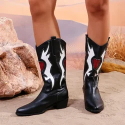 Gladiator Print Random Woman Long Boots Winter New Chelsea Trend Shoes Mid-calf Leather Pointed Toe Designer Women Western Botas