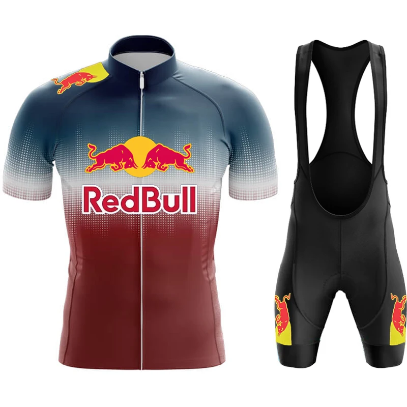 

Men's Cycling Clothing Mtb Uniform Red Bull Equipment Man 2025 Bike Sports Set Jersey Laser Cut Jerseys Suit Summer Shorts Wear