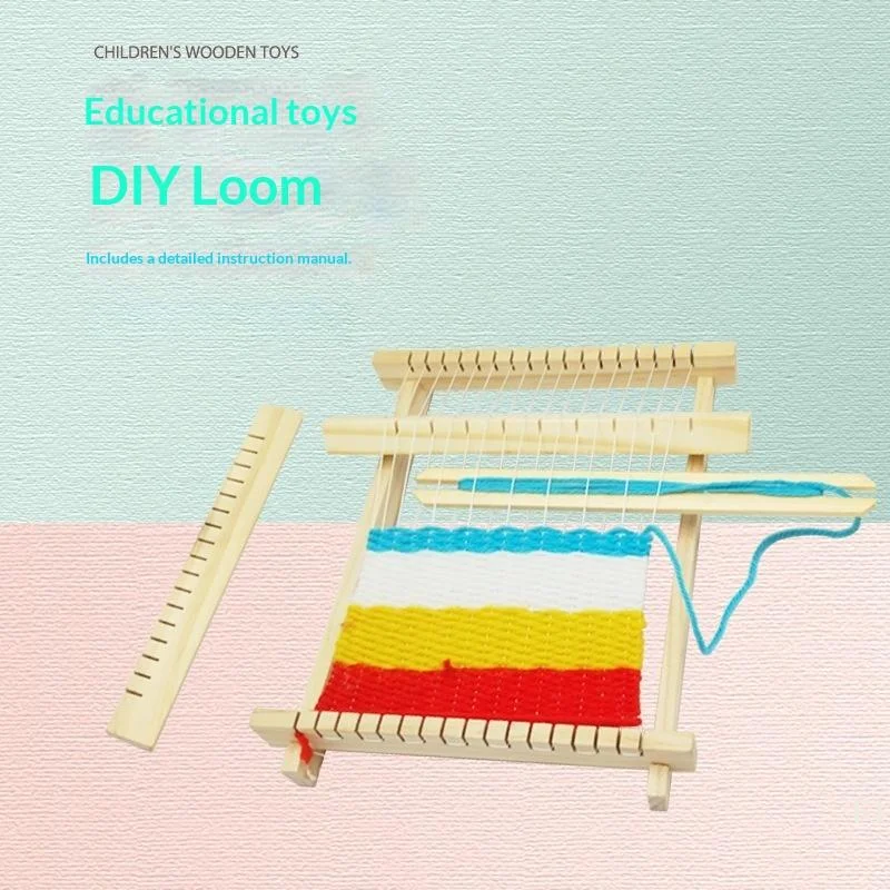[YU]Wooden DIY Weaving Loom Kit Hand Knitting Textile Model Educational Science Toy Assembly Craft Set Children Handmade Toys