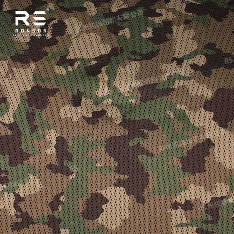 

TAZ16 Switzerland Woodland Camouflage Mesh 120gsm Light Weight Polyester Printed Mesh Fabric for Tactical Face Mask Scarf