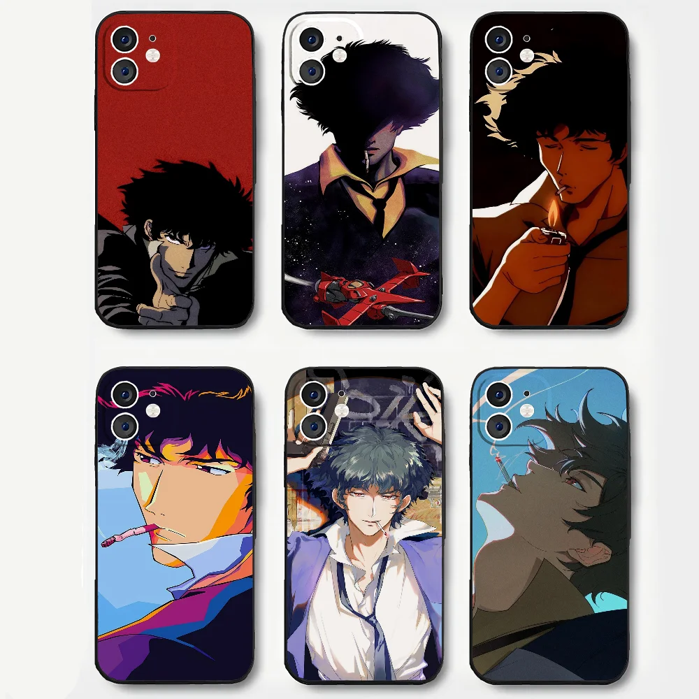 Animation C-Cowboy B-Bebop Spike Phone Case For IPhone 16 15 14 13 Pro Max 11 12 Mini 2022 Black Silicone Cover