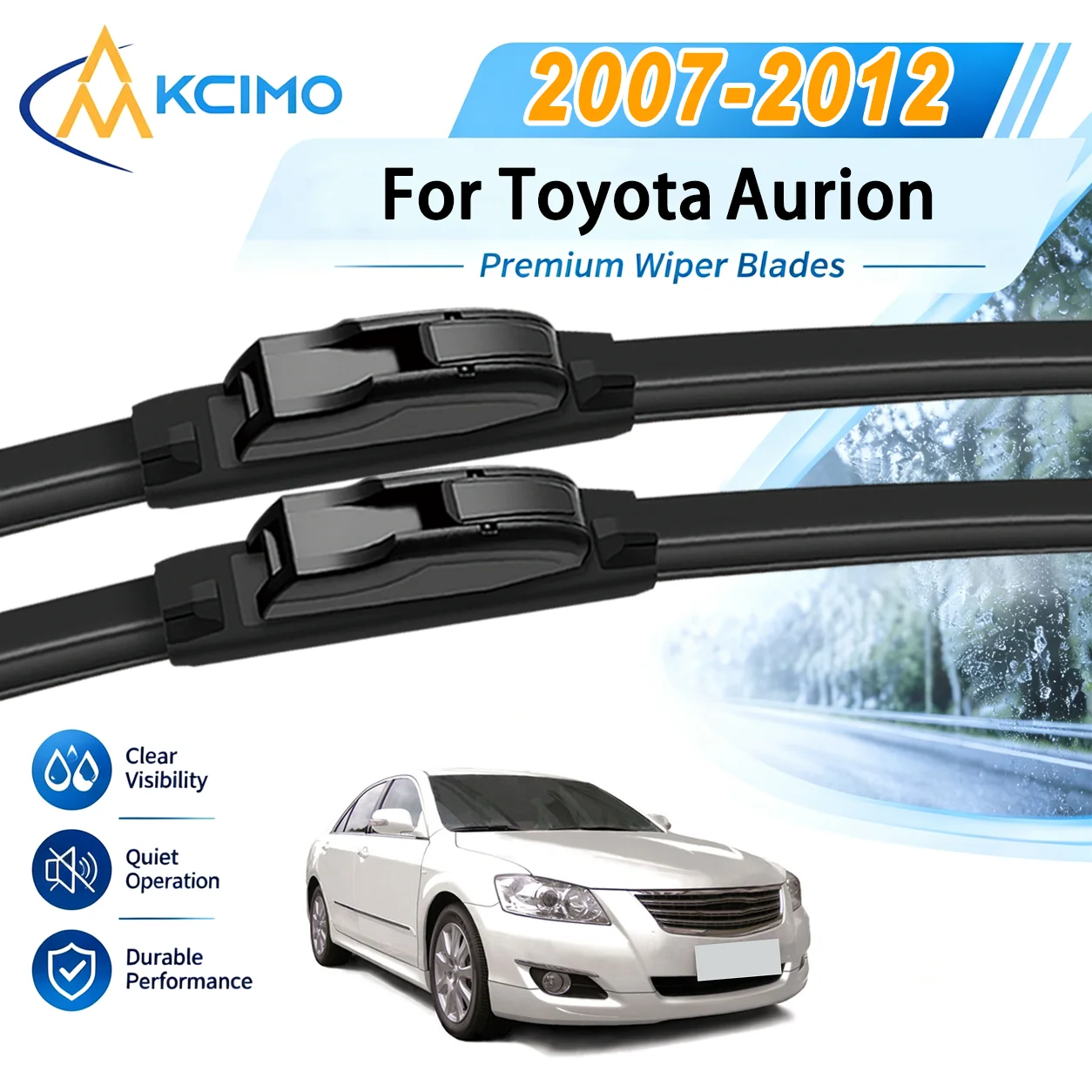 For Toyota Aurion XV40 2007-2012 Auto Front Windshield Wipers High Steel Frame UV Resistant Silent Replacement Wiper Blades