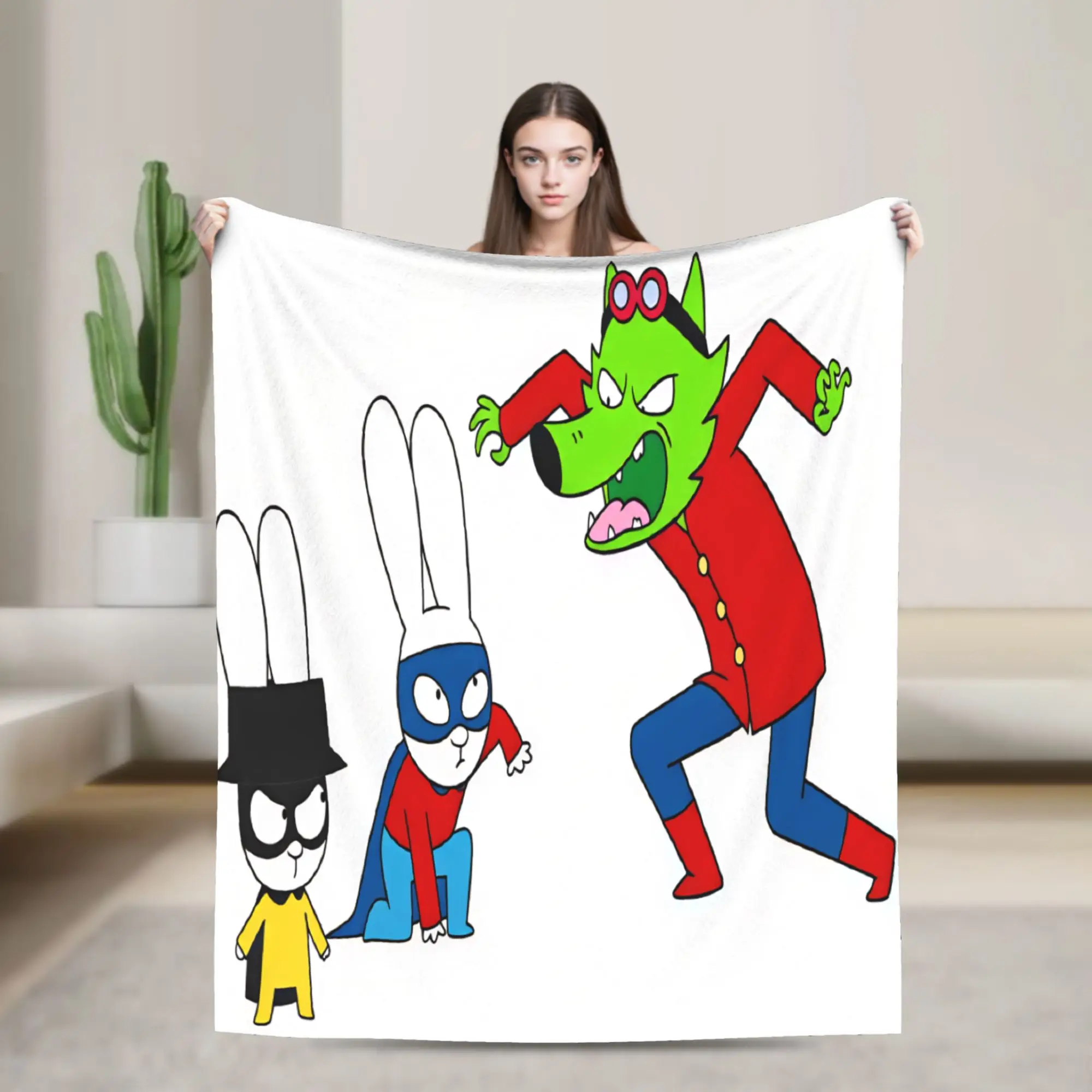Simon Super Rabbit  Blanket Quality Warm Soft  Throw Blanket Winter Travel Car Outdoor Aesthetic Bedspread