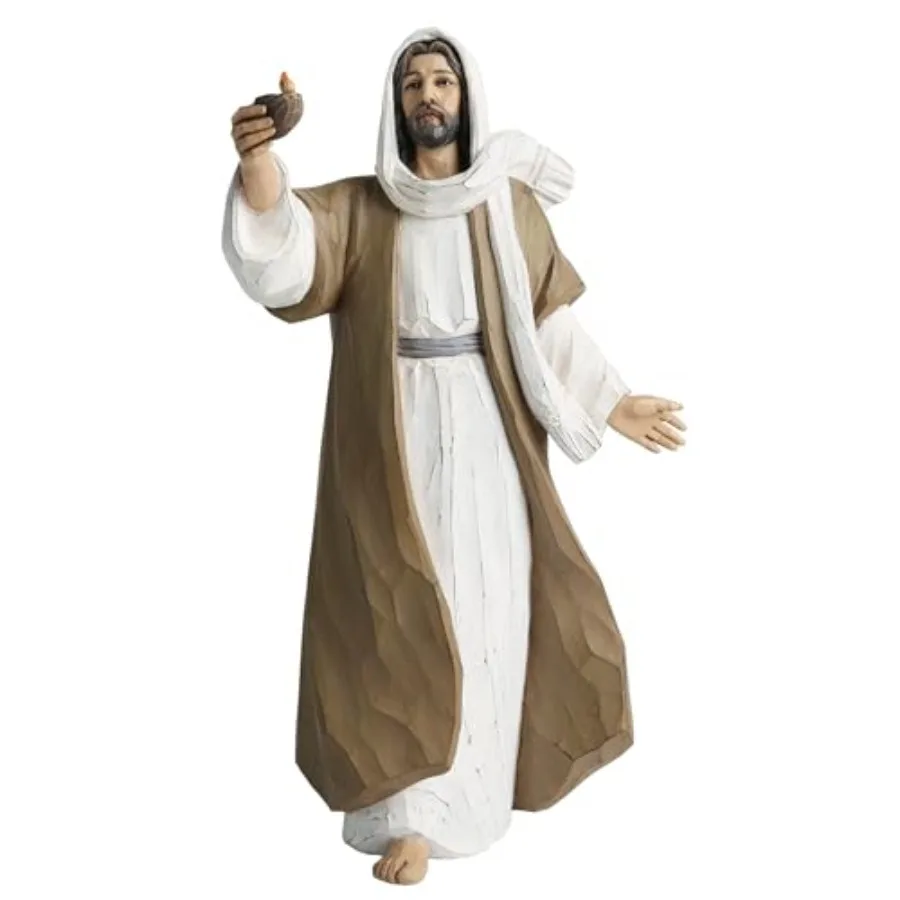 

Jesus Christ Statue with Light, Hand Painted Saint Statue Religious Modern Home Decor, Christian Jesus Figurines Religious Gift