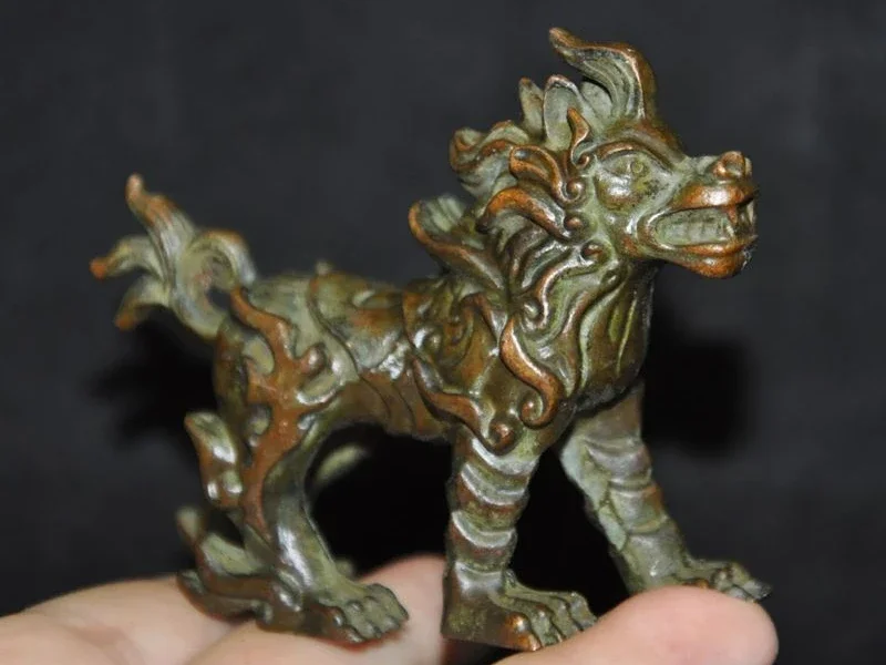 Old Chinses Bronze Feng Shui Wealth Animal Brave Troops Pixiu Beast Statue