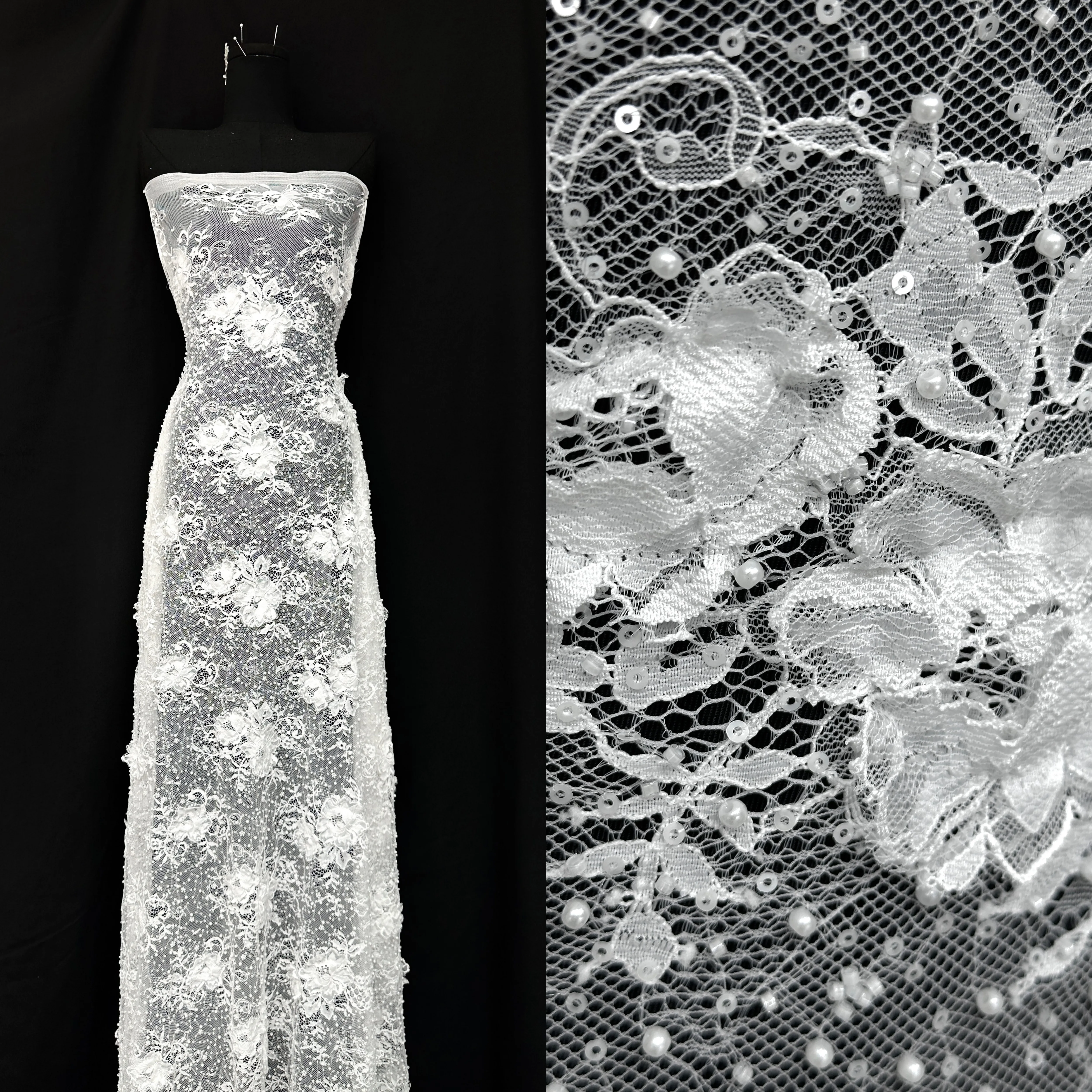 

Elegant Luxury French Embroidery Groom Lace Fabric European Bridal Lace Nigerian With Beads Sequnins Fabric For Wedding Dress