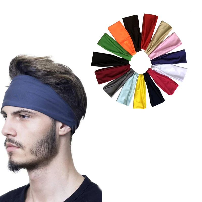Men Women Elastic Sports Headband, Sweat Wicking Non Slip Wide Workout Hair Band for Running Cycling Yoga Gym Fitness