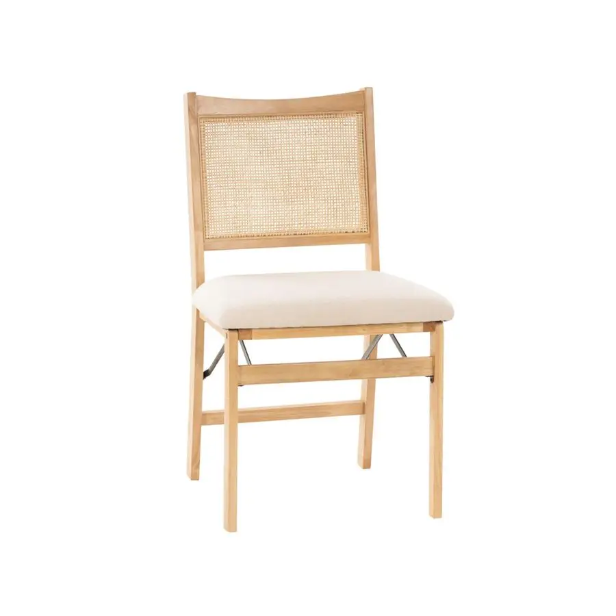 

Kasi Beige Rattan Cane Folding Foldable Dining Side Chair, Natural