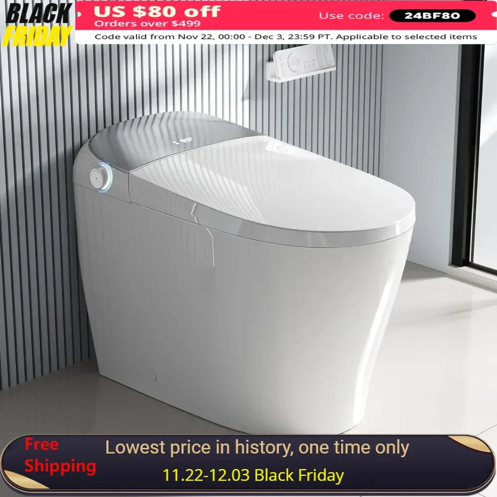 Smart Toilet with Bidet Built in, Heated Seat, Night Light, Auto Flush, Digital Display, Automatic Flush, Dryer, Bidet Toilet