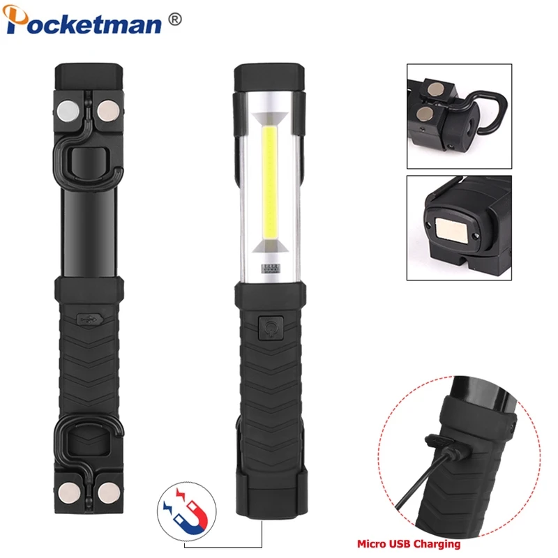

8500LM Magnetic Flashlight COB LED Work Light USB Rechargeable Torch Repair Light Lamp with Hook Portable Flashlight