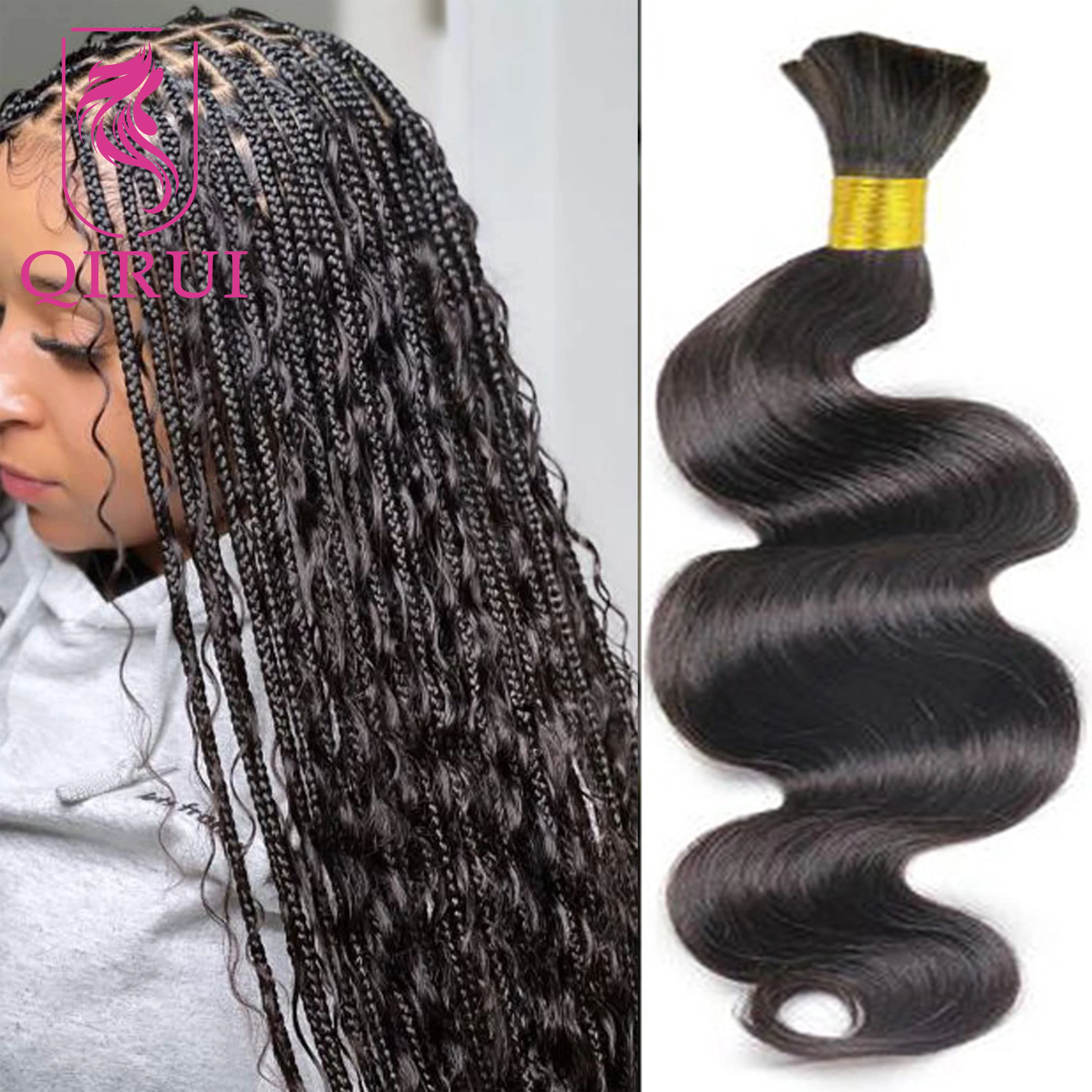 

30Inch Bulk Human Hair for Braiding Body Wave Unprocessed Brazilian No Weft Hair Extension for Micro Braids 100g 1Piece