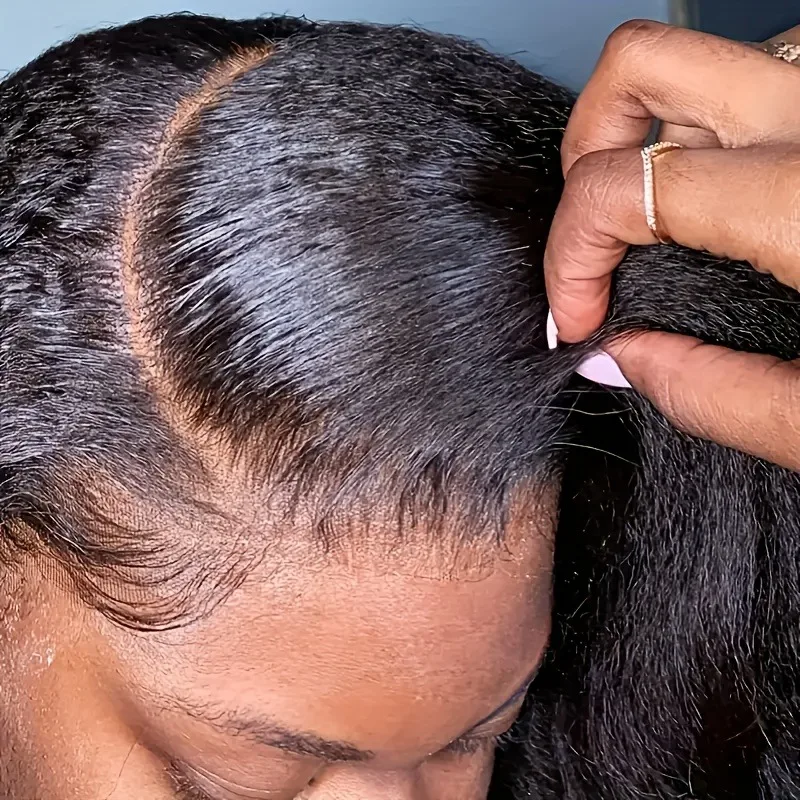 200% الكثافة غريب مستقيم الباروكات حافة شعر الطفل 13x4 HD الدانتيل الجبهة الباروكات شعر الإنسان ل ياكي شعر طبيعي مفرود قبل قطعها شعر مستعار #2