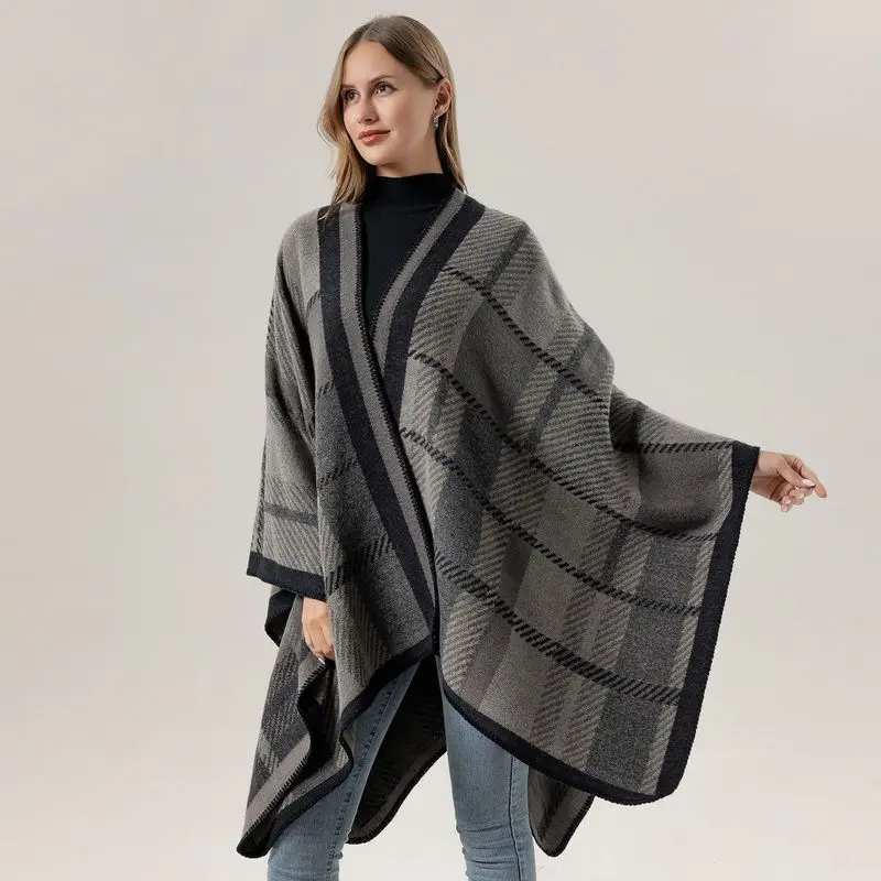 New style scarf, women's travel shawl, jacquard split cape.