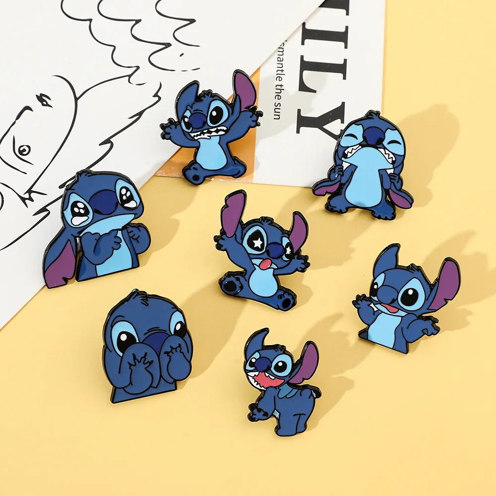 Disney Cute Brooch Anime Action Figures Stitch Mickey Minnie Mouse Enamel Jewelry Cartoon Clothes Brooch Children Birthday Gifts