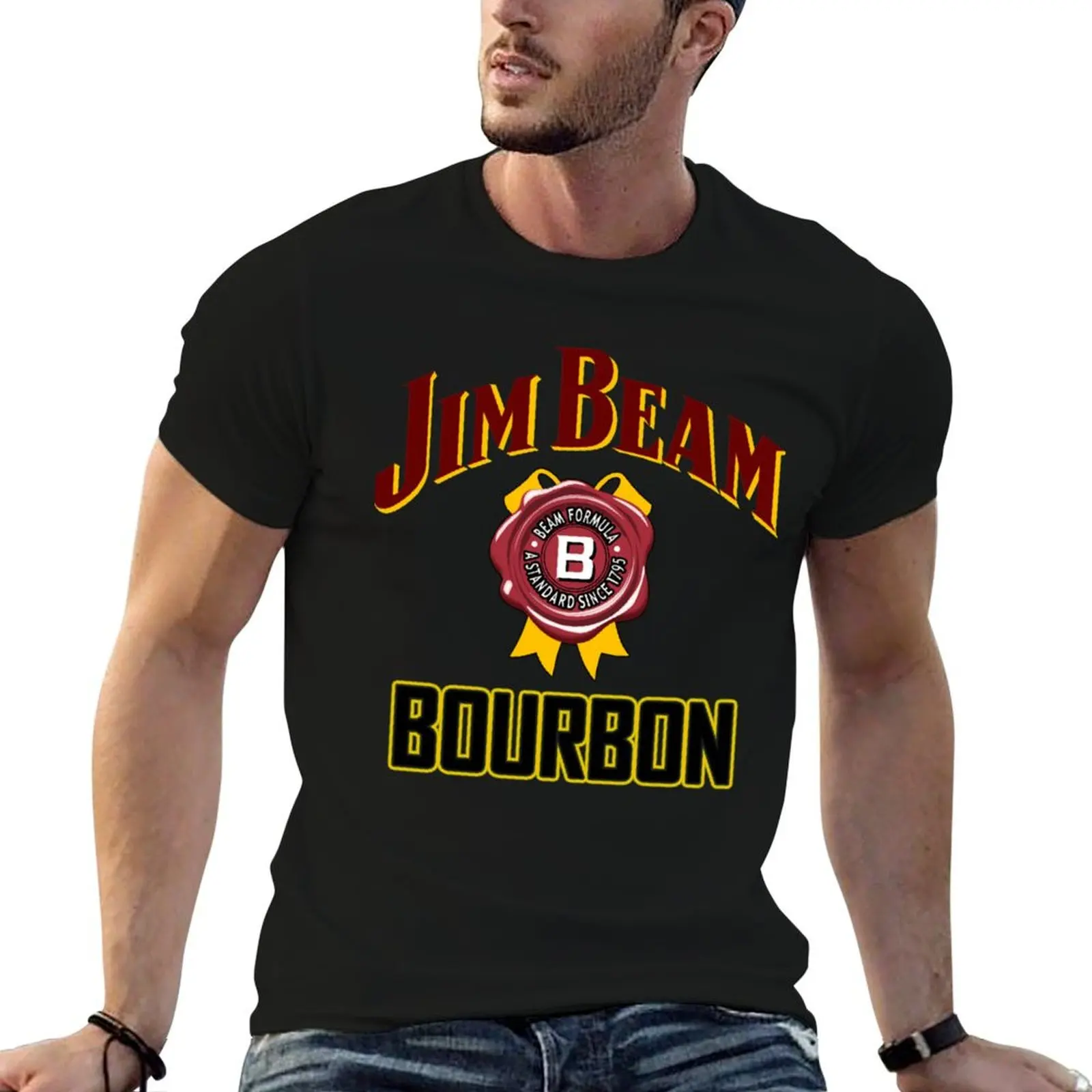 Camiseta JIM BEAM Gold Series BOURBON, camiseta para hombre, camisetas de algodón pesado con estampados, camiseta de algodón para hombre