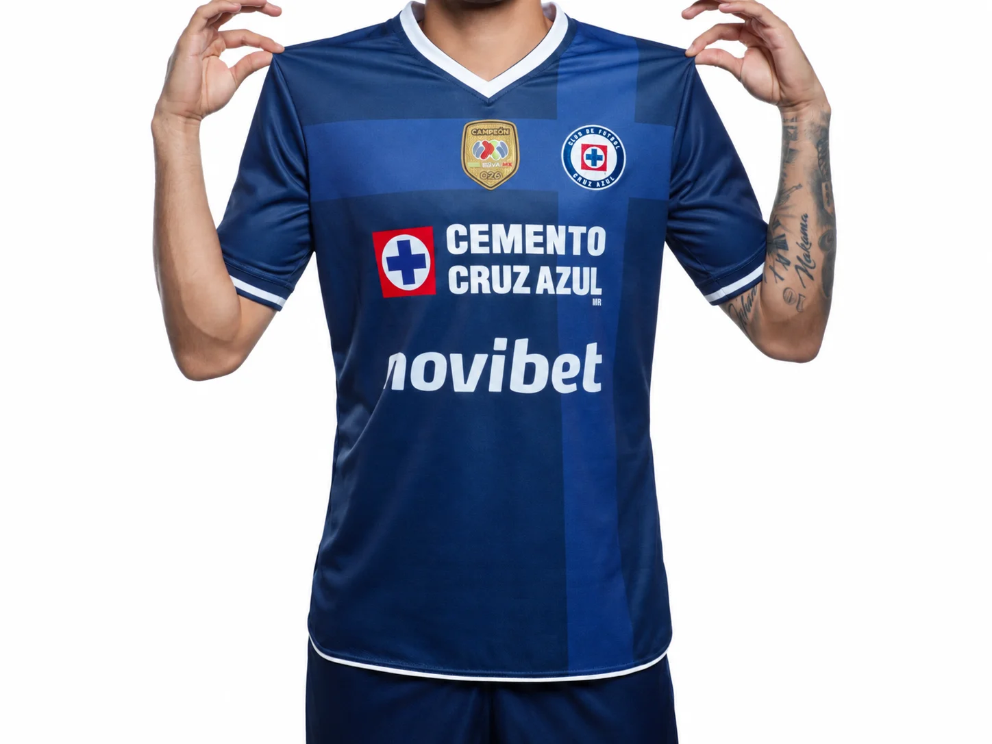 Cruz Azul 26-27 Heim-Fußballtrikot Blau Herren Kurzarm V-Ausschnitt Fußballshirt Spiel- und Trainingstrikot – Detail 3