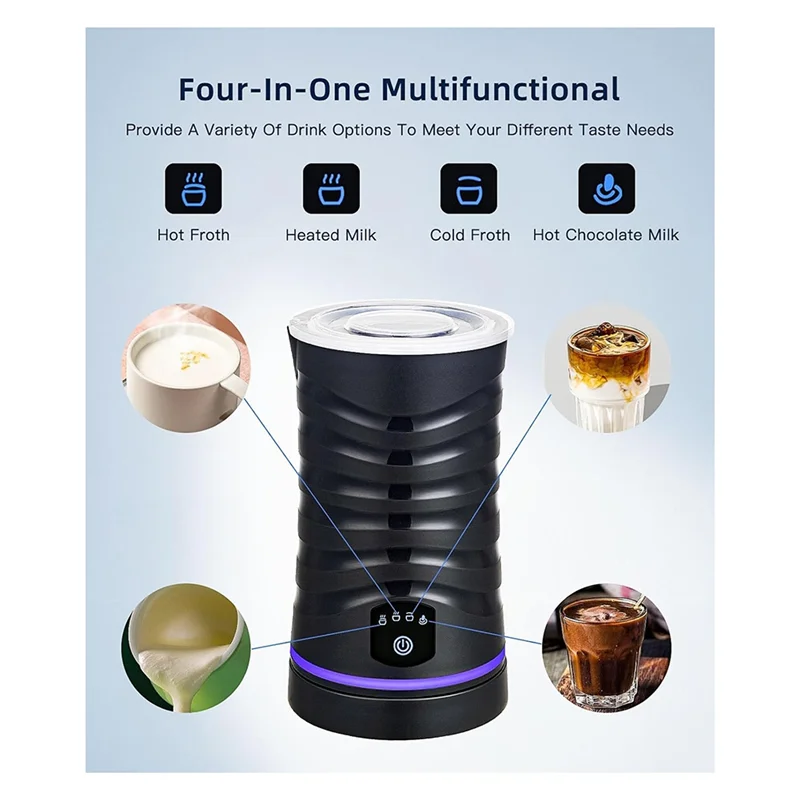 WHYY-Espumador de leche eléctrico con revestimiento antiadherente para Espumador de leche fría y caliente, apagado automático, para café, leche, enchufe europeo