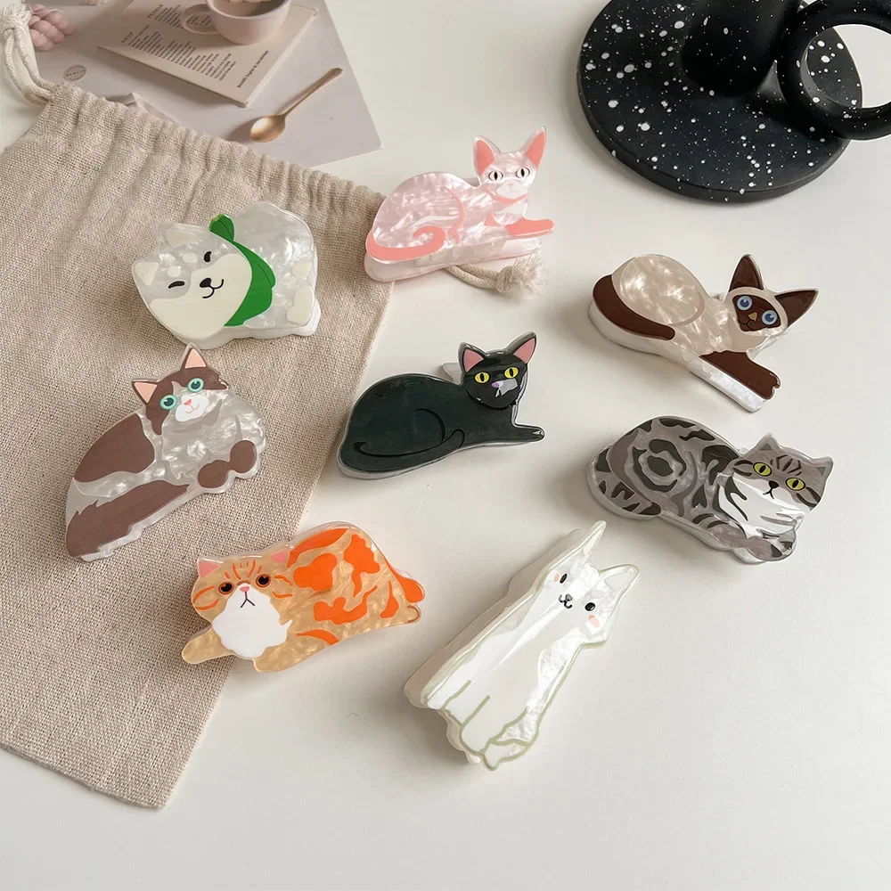 New Women's Headdress Animal Clip Kitten Puppy Cute Sweet Hair Clip Medium Shark Clip Back of Head Medium Hair Clips