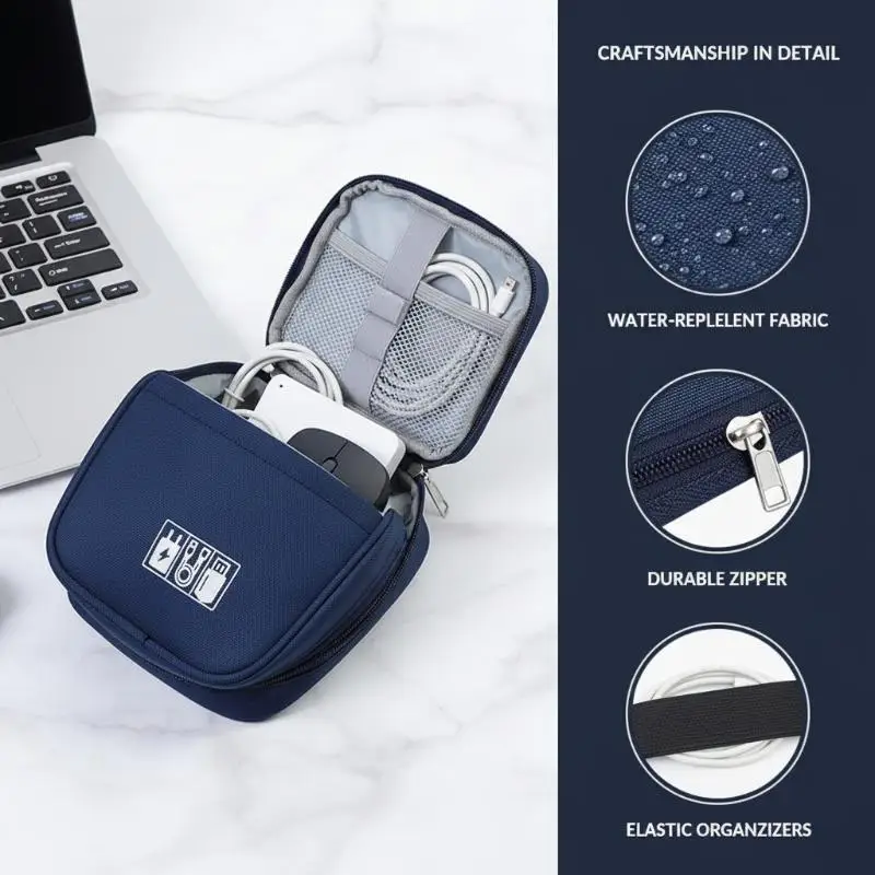 Travel Cable Management Bag – Waterproof Digital Organizer for Headphones, Power Bank, USB Cords & Small Gadgets