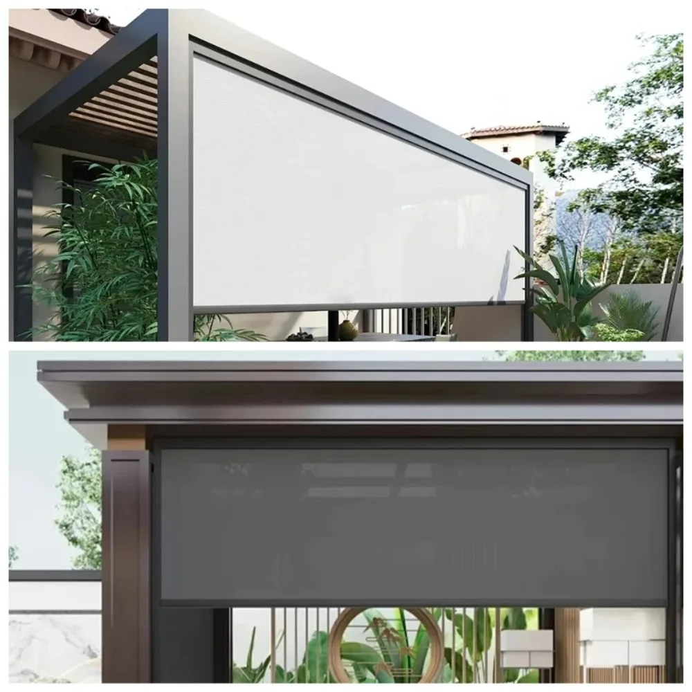Customizable：Windproof Outdoor Roller Blinds Shades With Side Channel Zip Track