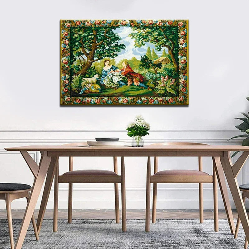 Charms Of Country Life The Garden Of Love And Bull Hunting Medieval Retro Canvas Wall Art By Ho Me Lili For Livingroom Decor