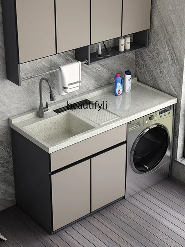 Q181  Balcony Honeycomb Aluminum Wash Wardrobe 18mm Thick Washing Machine All-in-One Cabinet Combination Granite Inter-Platfo