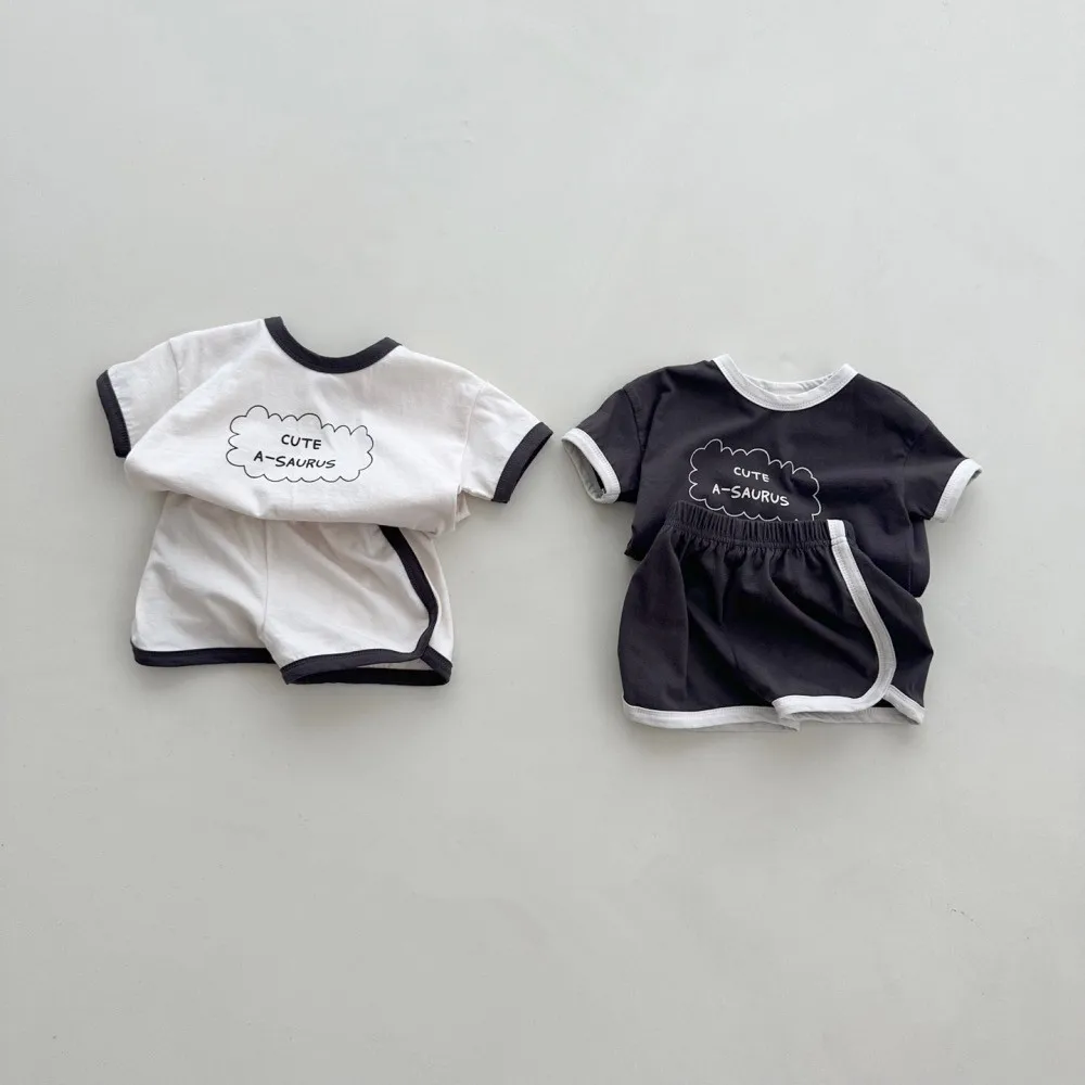 2025 Summer New Baby Short Sleeve Clothes Set Infant Boy Girl Letter Print T Shirts + Shorts 2pcs Suit Toddler Casual Outfits