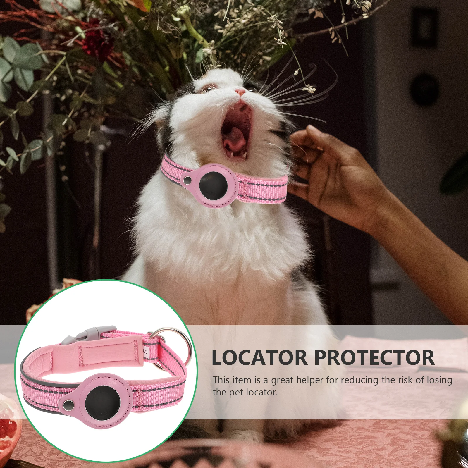 1pc Pet Collar Protector For Anti-Lost Tracer Fixator Reflective Nylon Belt Protective Case For Smart