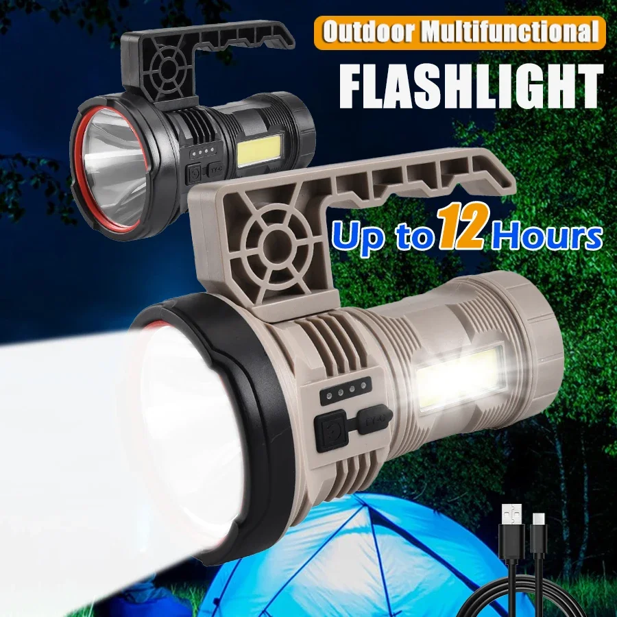 LED Portable Ssearchlight High Power COB Side Light USB Rechargeable Household Waterproof Torch Outdoor Emergency Camping Light