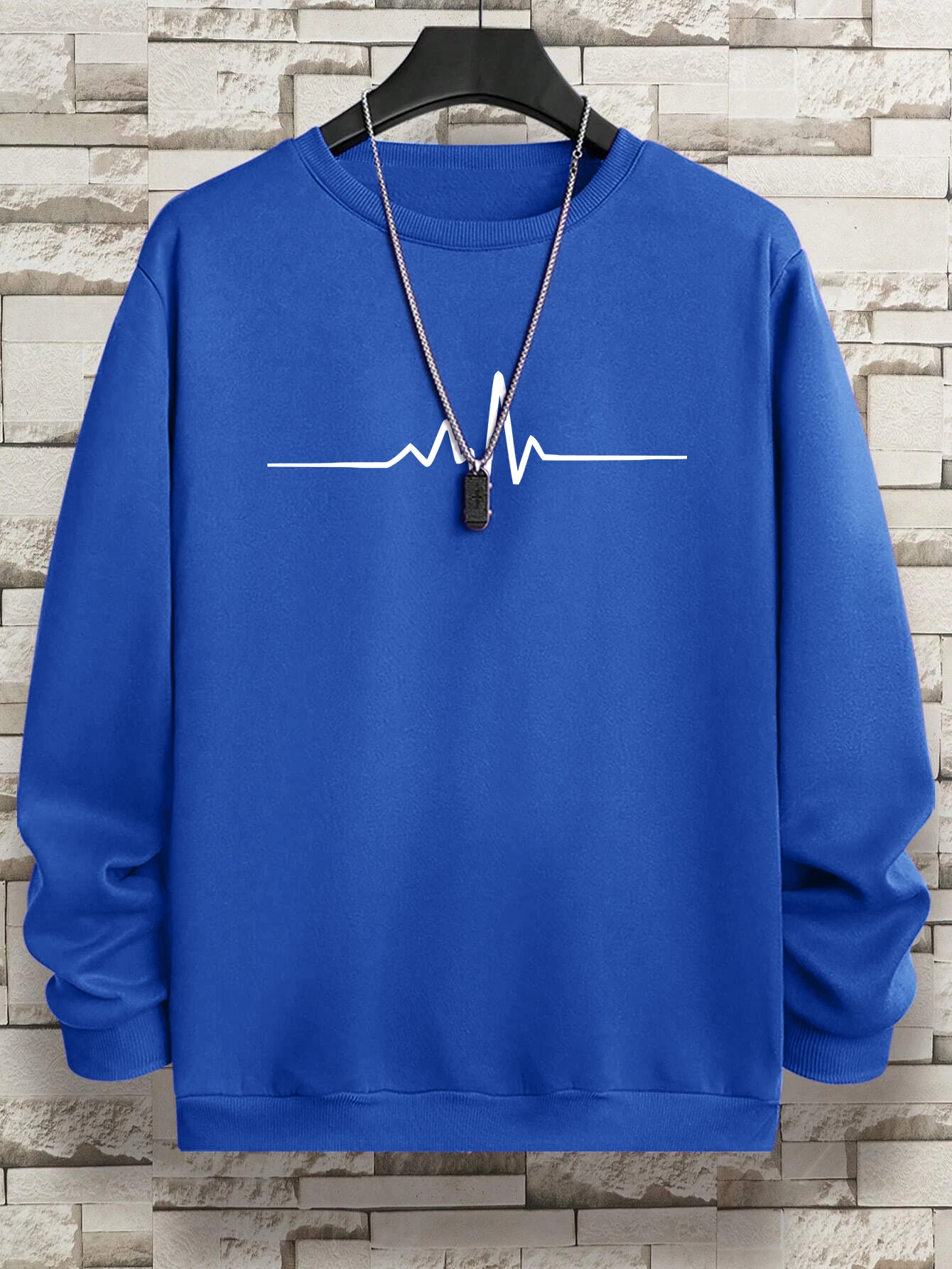 

Electrocardiogram Printing Man Hoodies Comfortable Fleece Warm Crewneck Sweatshirts Winter Breathable Pullover Men Woman Clothes