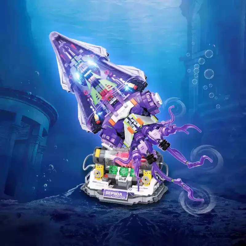 

iDEA Action Figures Building Block Mechanical Silver Edged Octopus Construction Model Sets Bricks Robot Animals Toys For Gifts