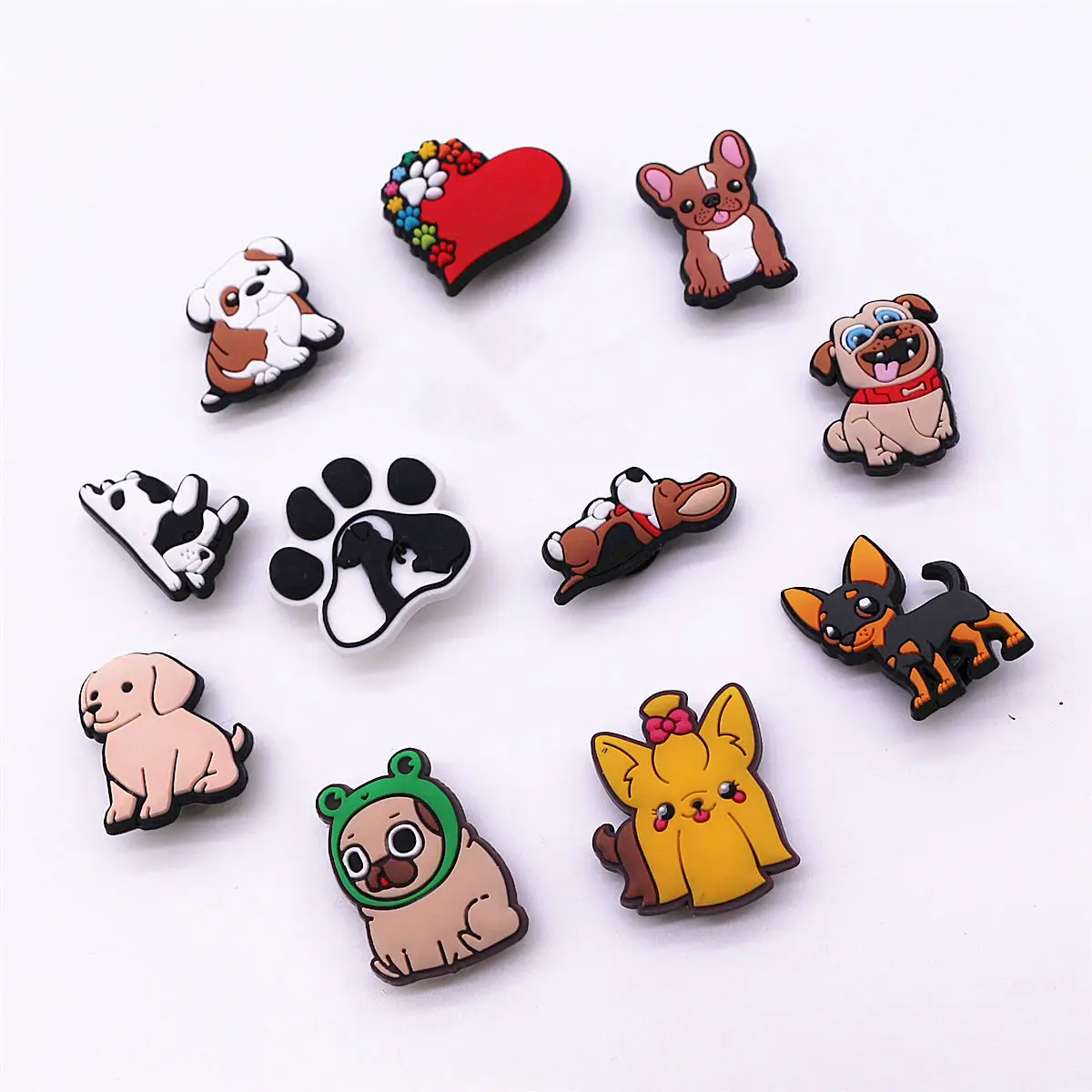 1pcs Lovely Dog PVC Shoe Charms Decorations Cute Sleeping Puppy Bulldog Sandals Upper Accessories Pins Clog Clips Kids Gifts image 4