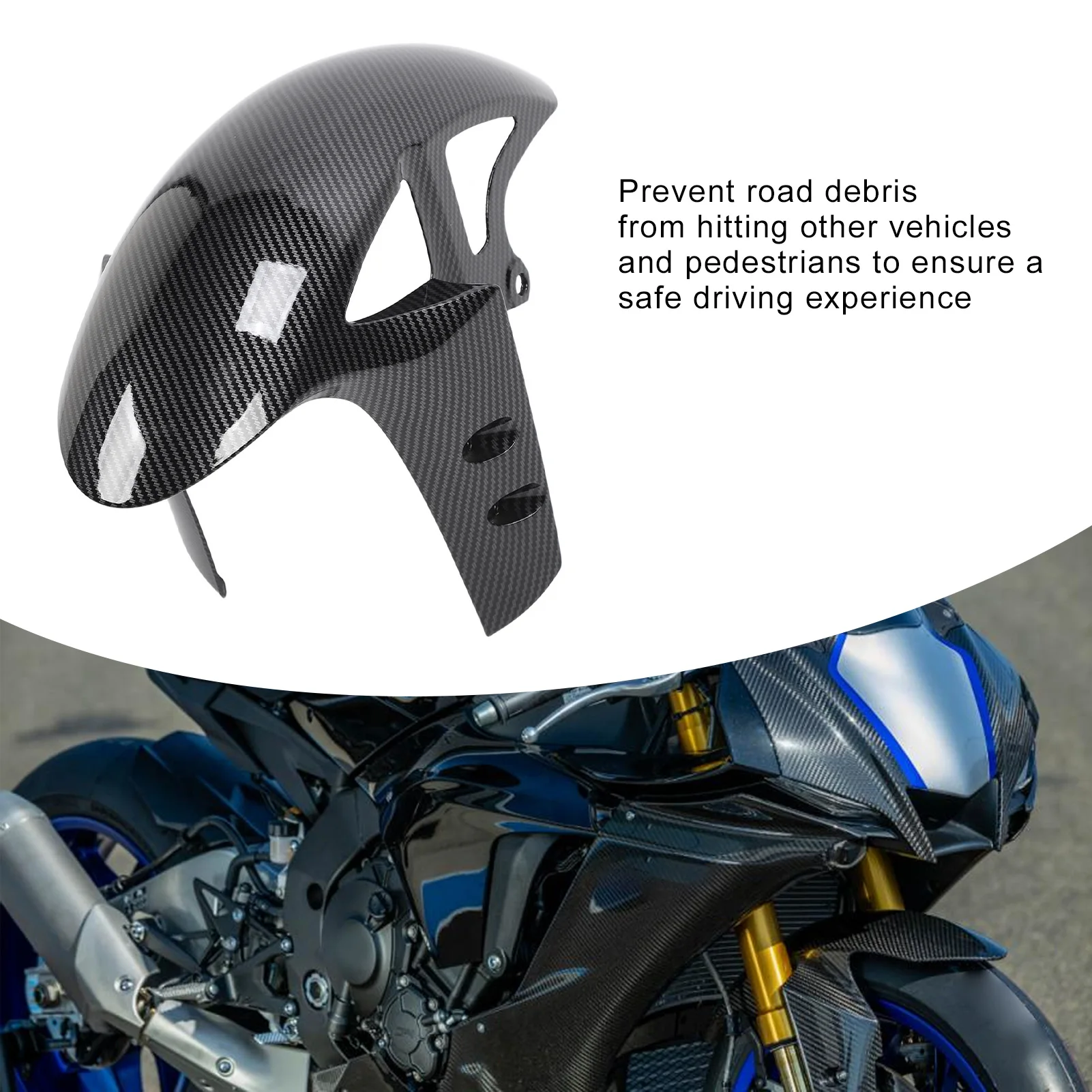 Carbon Fiber Style Front Mudguard Splash Fairing Cover, Aftermarket Replacement For Yamaha YZF R1 R6 MT‑10