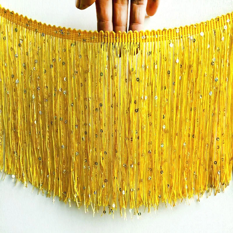 

10m Sequined Tassels Encrypted Fringe for DIY Sewing Latin Dress Stage Performance Costume Clothing Decoration Accessories