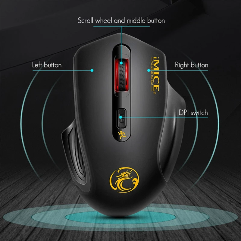 G1800 Computer Mouse, 2.4G Wireless Silent Optical Gaming Mouse for Pc, Laptop, (Gray)
