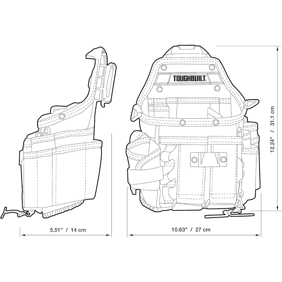 Imagem -02 - Toughbuilt-journeyman Eletricista Bolsa com Alça de Ombro 21 Bolsos e Loops Bolsa Ferramenta Durável Tb-ct114